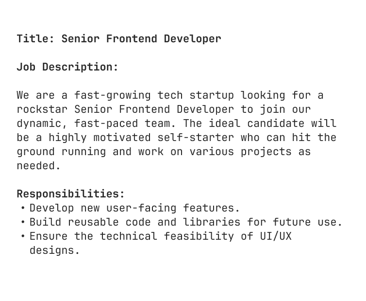 Job post before improvements